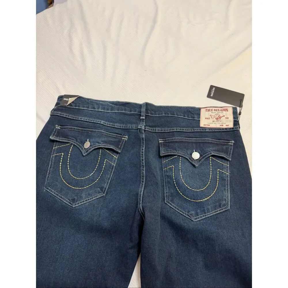 NWT True Religion Geno Relaxed Slim Dark Oak Wash Denim Jeans Size 40 X 32 New